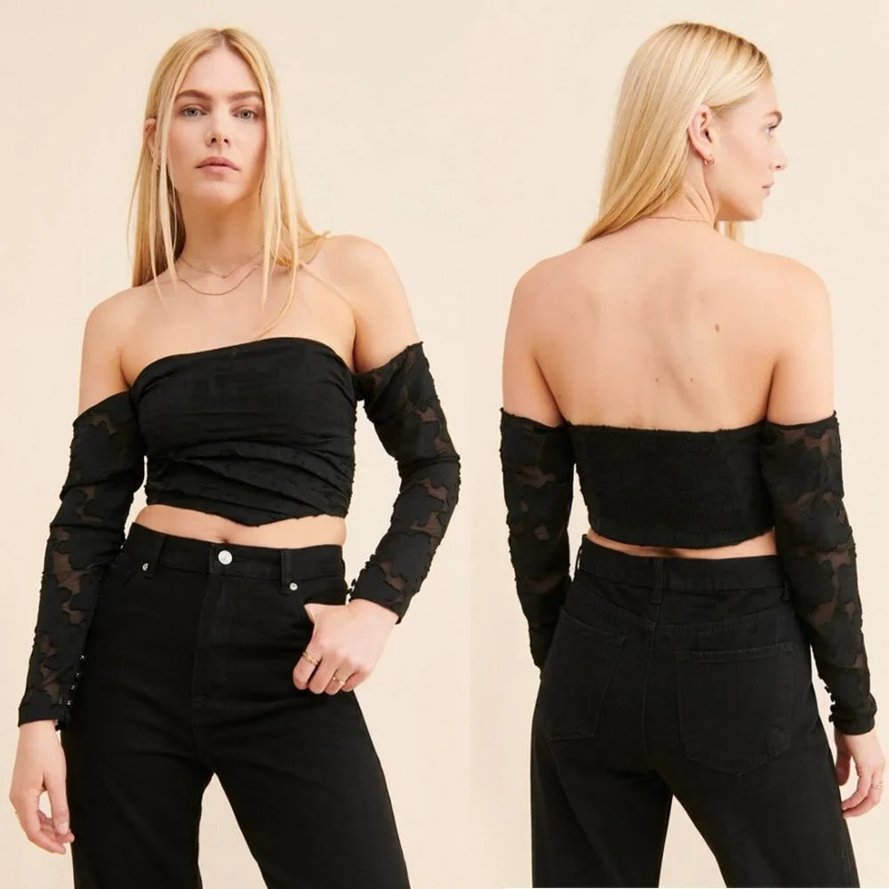New Free People Black Bella Corset Top Size L